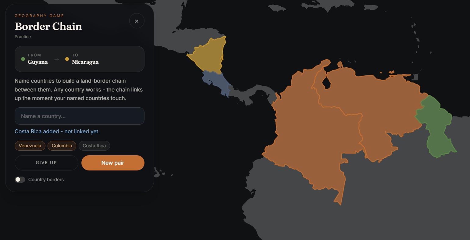 Border Chain: a route of countries linked across the map