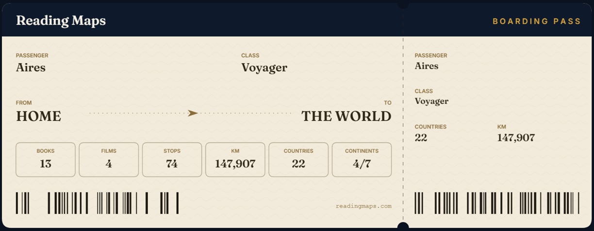 Boarding pass export of your reading stats